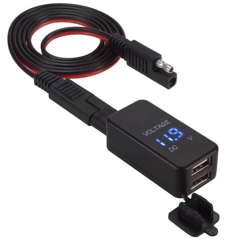 Waterproof Dual USB Motorcycle Charger with Built-in Voltmeter