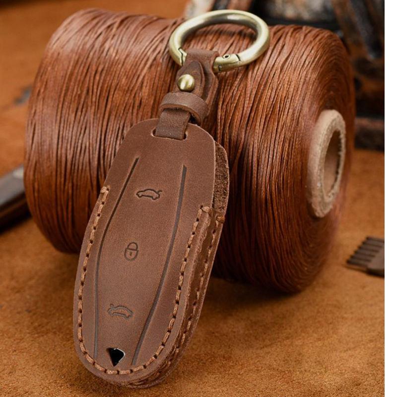 Premium Leather Smart Key Case Cover for Tesla Model 3, Model X, Model S, Model Y