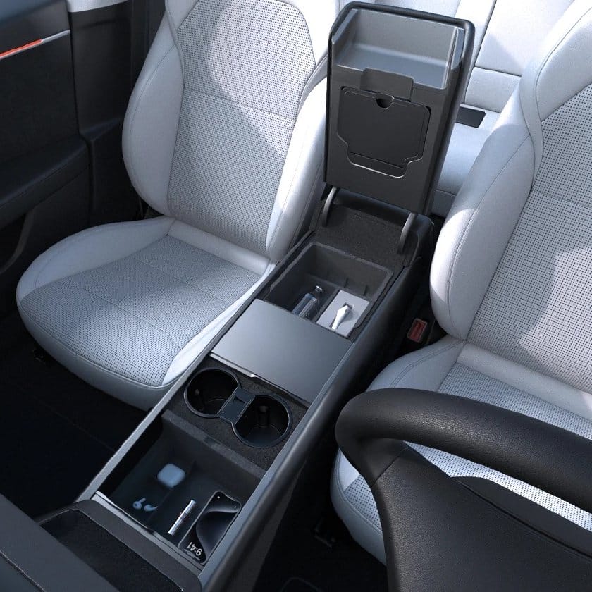 Center Armrest Hidden Storage Box & Cup Holder Organizer for Tesla