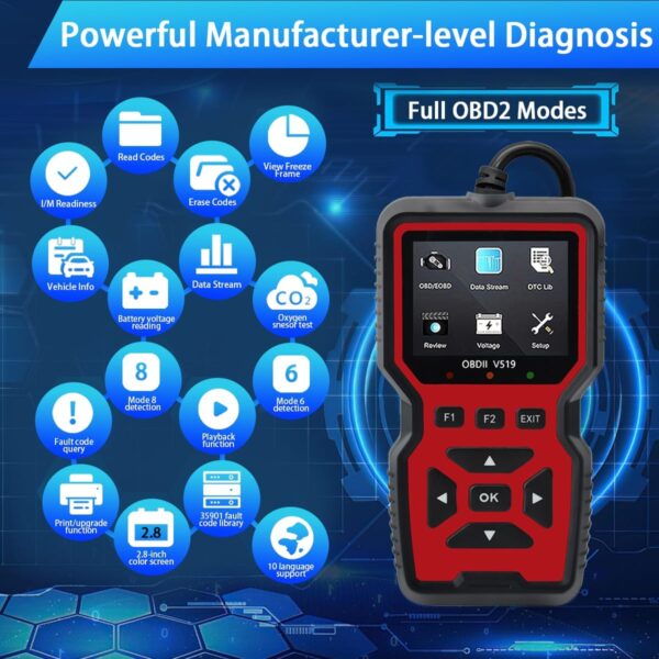 OBD2 Scanner Diagnostic Tool & Voltage Tester V519 for Tesla Cars - Engine Fault Code Reader - Image 6