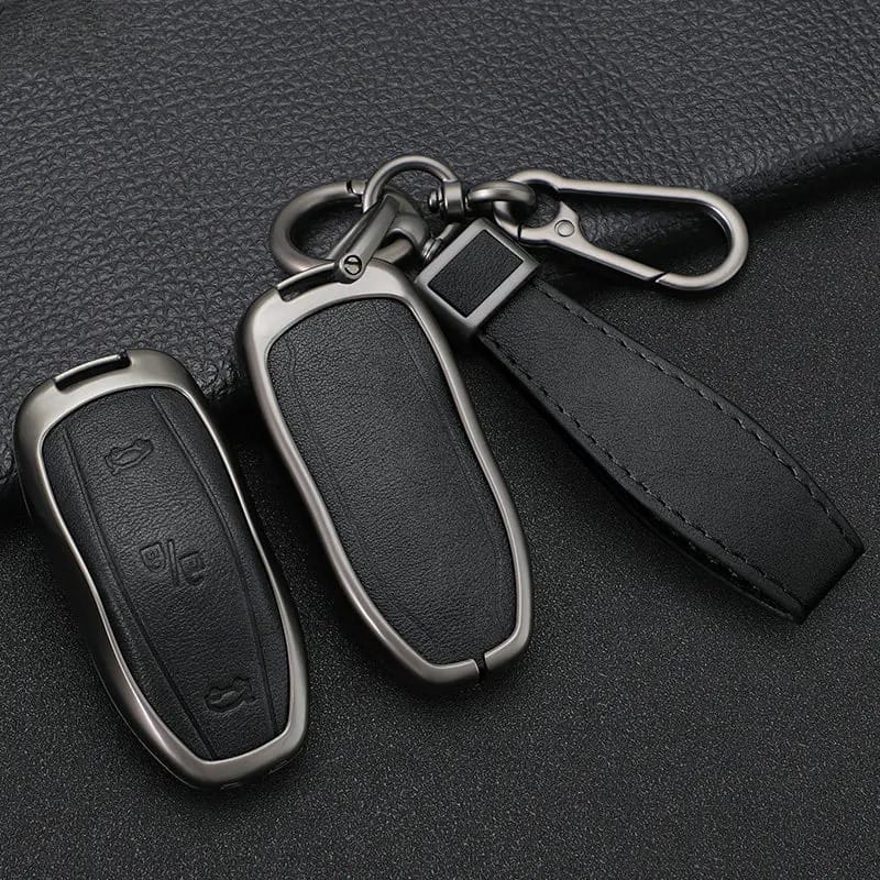 Premium Metal Leather Smart Key Case for Tesla Model 3, S, Y