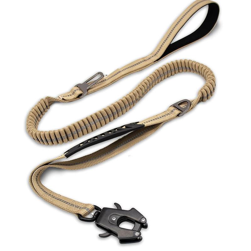 Reflective Shock Absorbing Tactical Dog Leash with Car Seatbelt - Fits Ford, Toyota, Honda