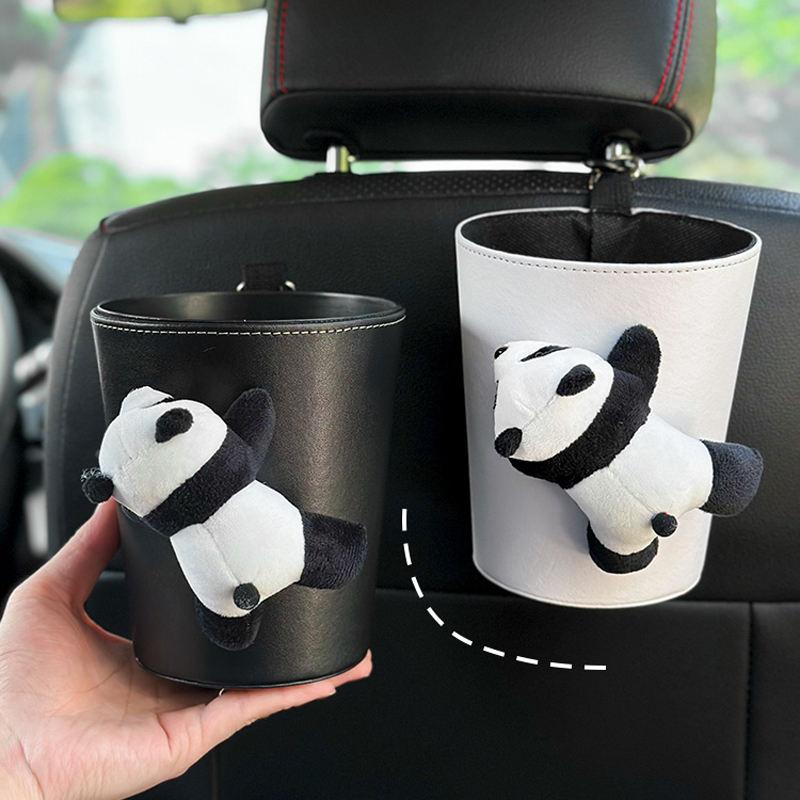 Cute Panda Car Trash Bin for Tesla - Back Seat Organizer & Rubbish Storage