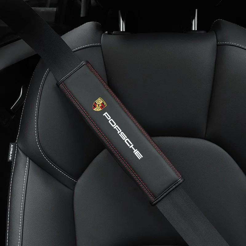 2Pcs Leather Seat Belt Shoulder Pads for Porsche