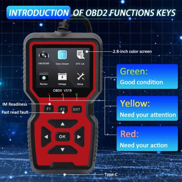 OBD2 Scanner Diagnostic Tool & Voltage Tester V519 for Tesla Cars - Engine Fault Code Reader - Image 2