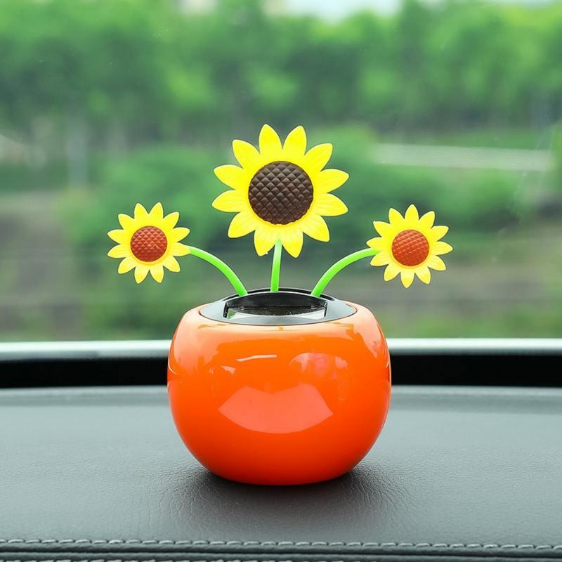 Solar Dancing Flower Pot Car Ornament for Tesla – Funny Solar Powered Toy for Dashboard